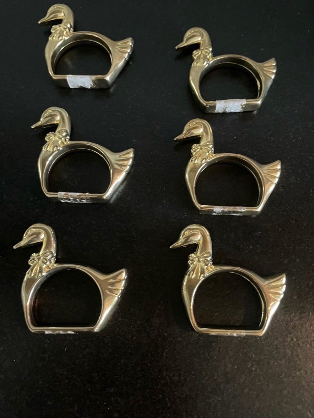 Vintage Brass Duck napkin rings set of 6